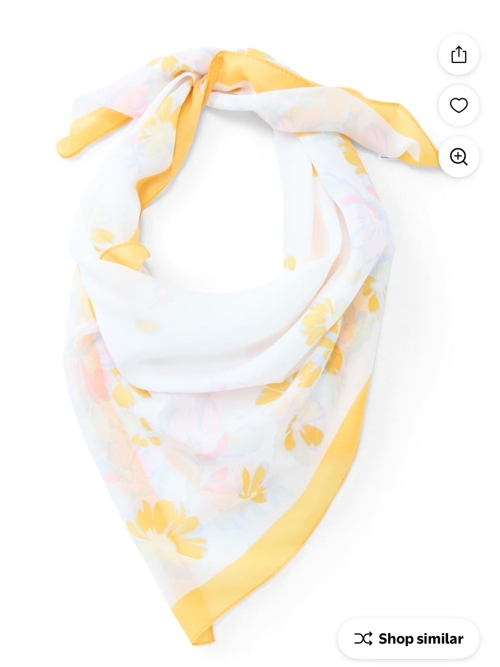 Time and Tru White Scarf with Yellow Floral Border